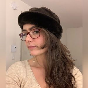 Vintage faux fur suede hat